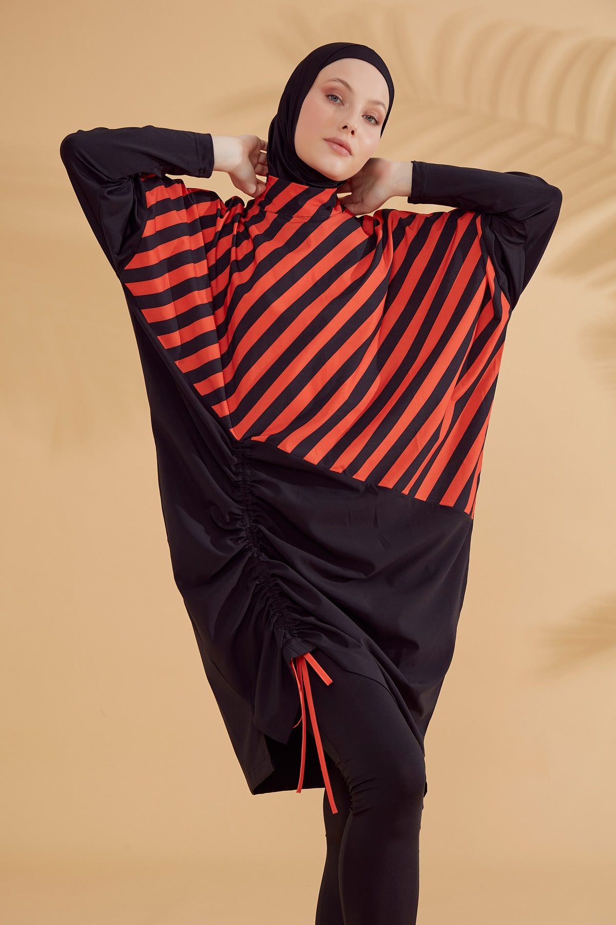 Woven Black Burkini Modest Swimwear M2307
