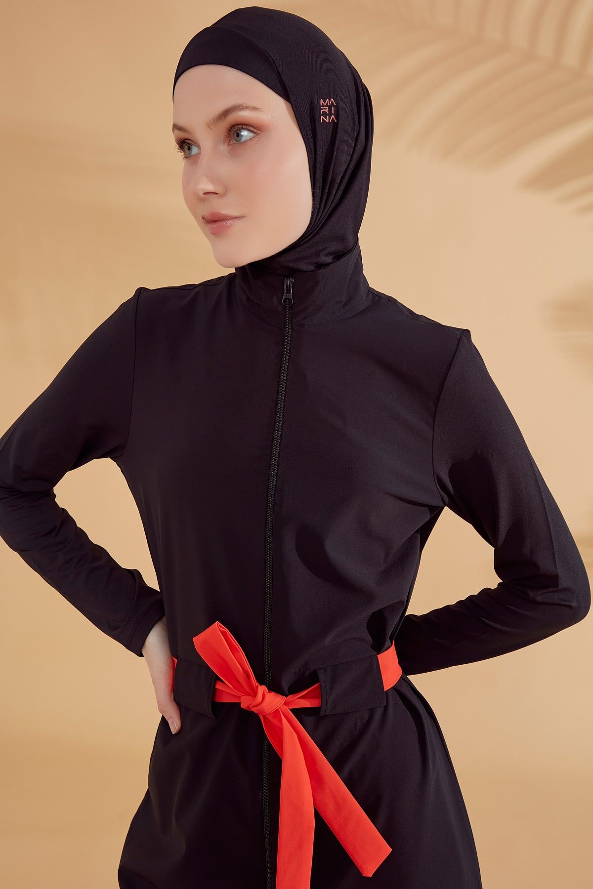 Woven Black Burkini Modest Swimwear M2311