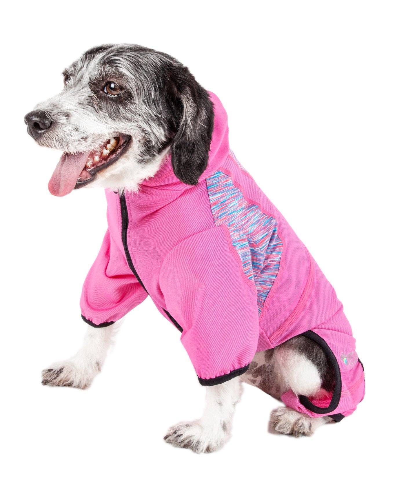 Pet Life ® Active 'Pawsterity' Mediumweight 4-Way-Stretch Yoga Fitness Dog Tracksuit Hoodie