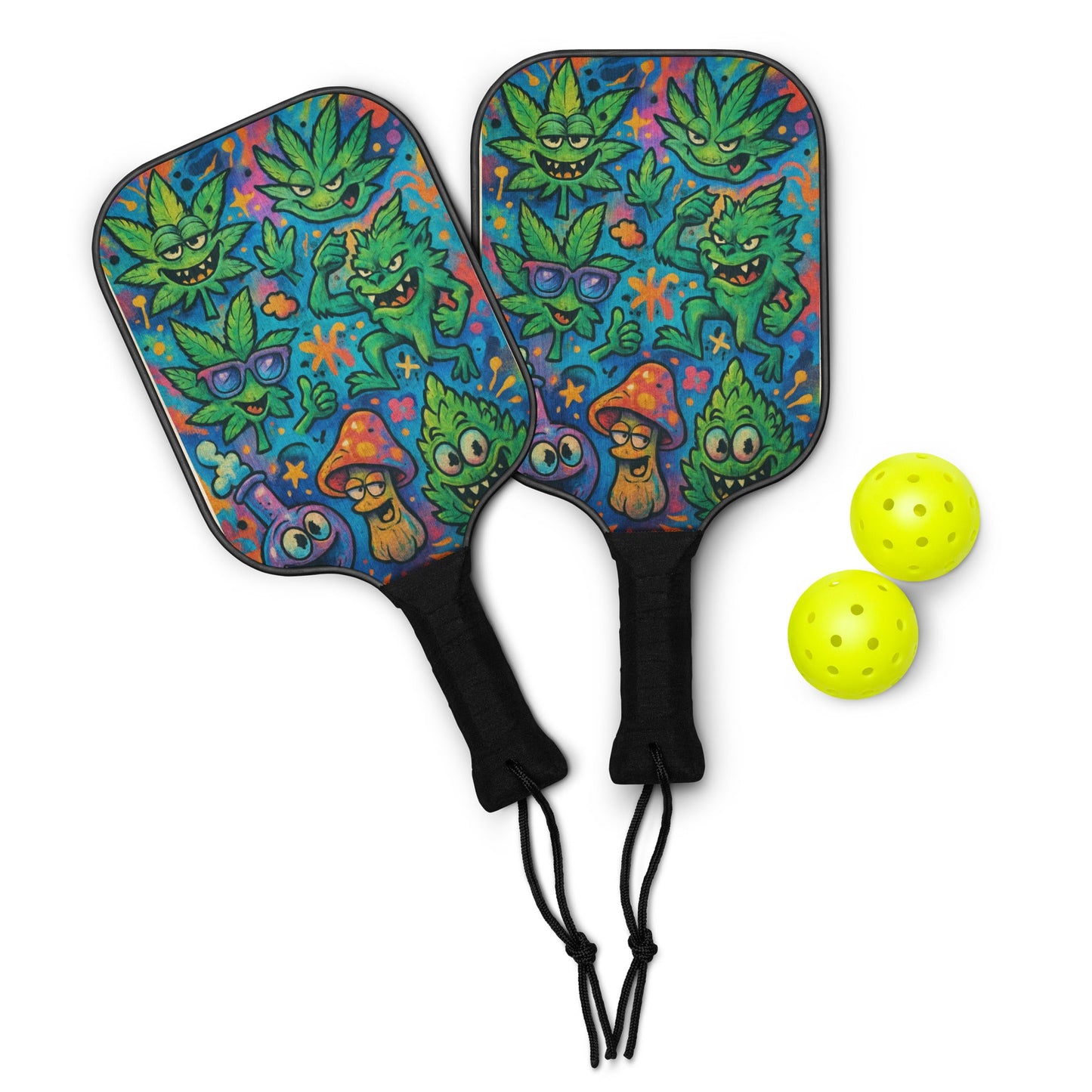 Custom Cannabis & Mushroom Pickleball paddle set