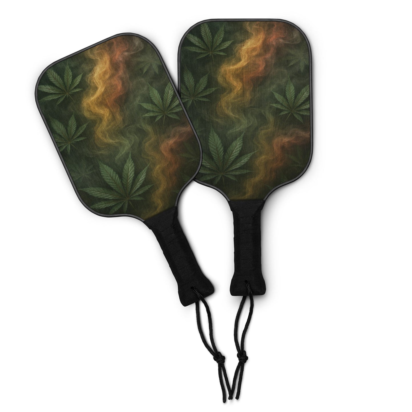 Rasta smoke cannabis leaves Pickleball paddle set