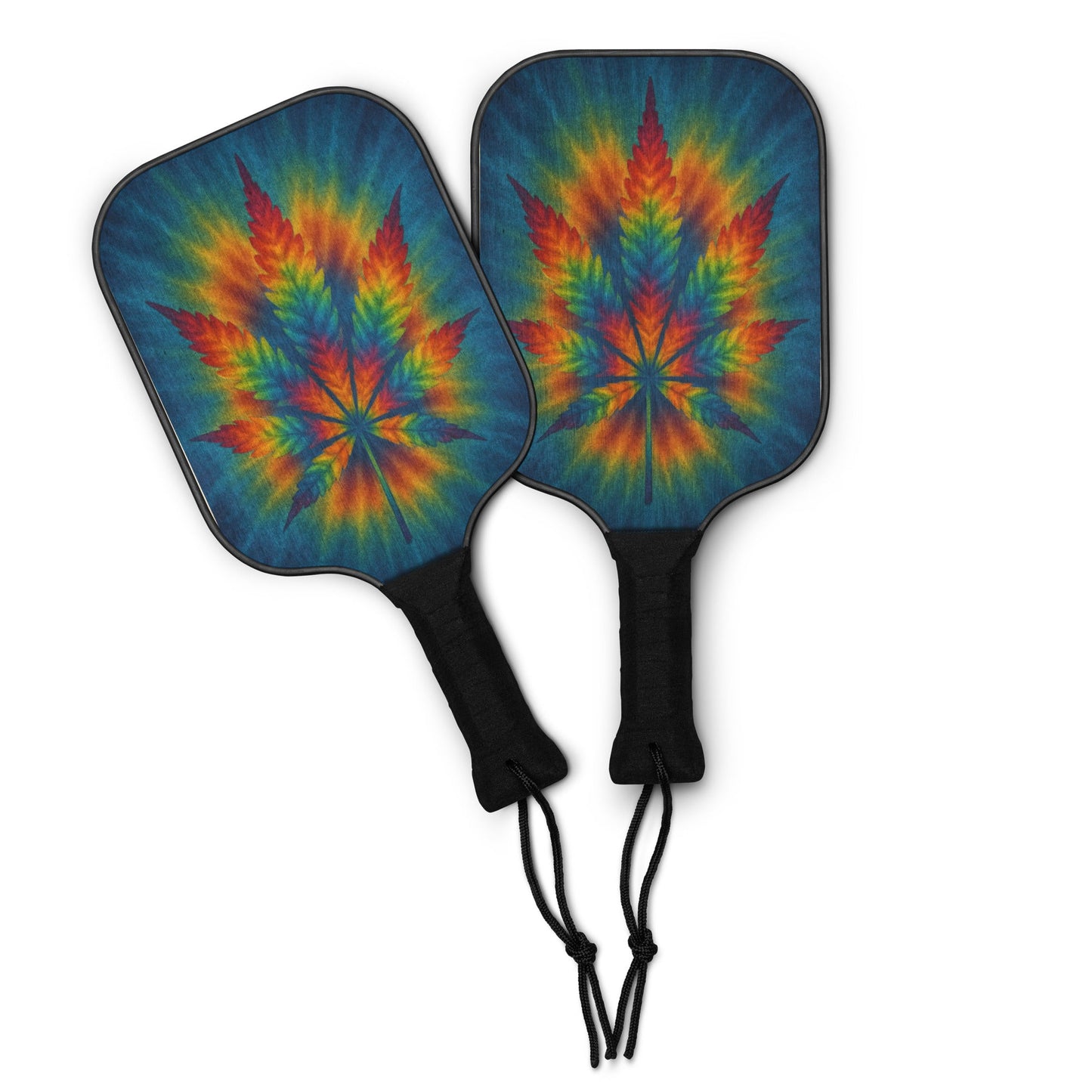 Tie-dye Cannabis Leaf Pickleball paddle set
