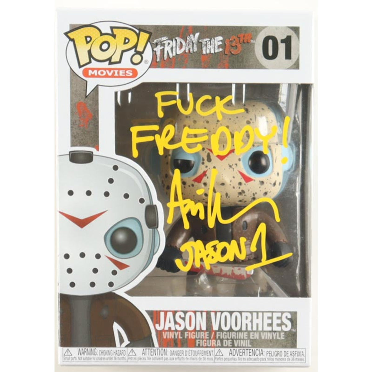 Funko Pop Jason Voorhees (Ari Lehman Signed, Inscribed) 4-Inch Vinyl Figure #01