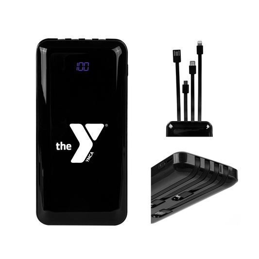 10,000 mAh Power Bank With Built-In Charge Cables