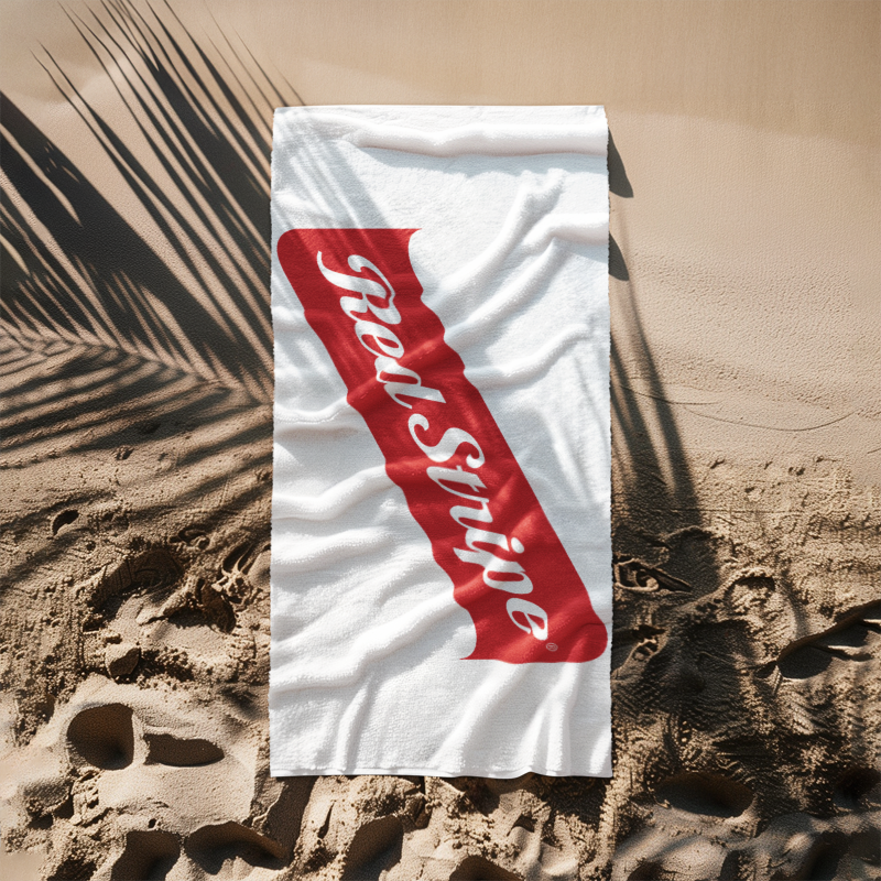 Red Stripe Beach Towel