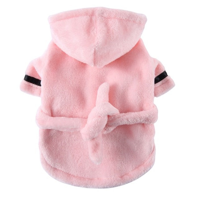 Luxury Soft Pet Dog Puppy Hooded Bathrobe