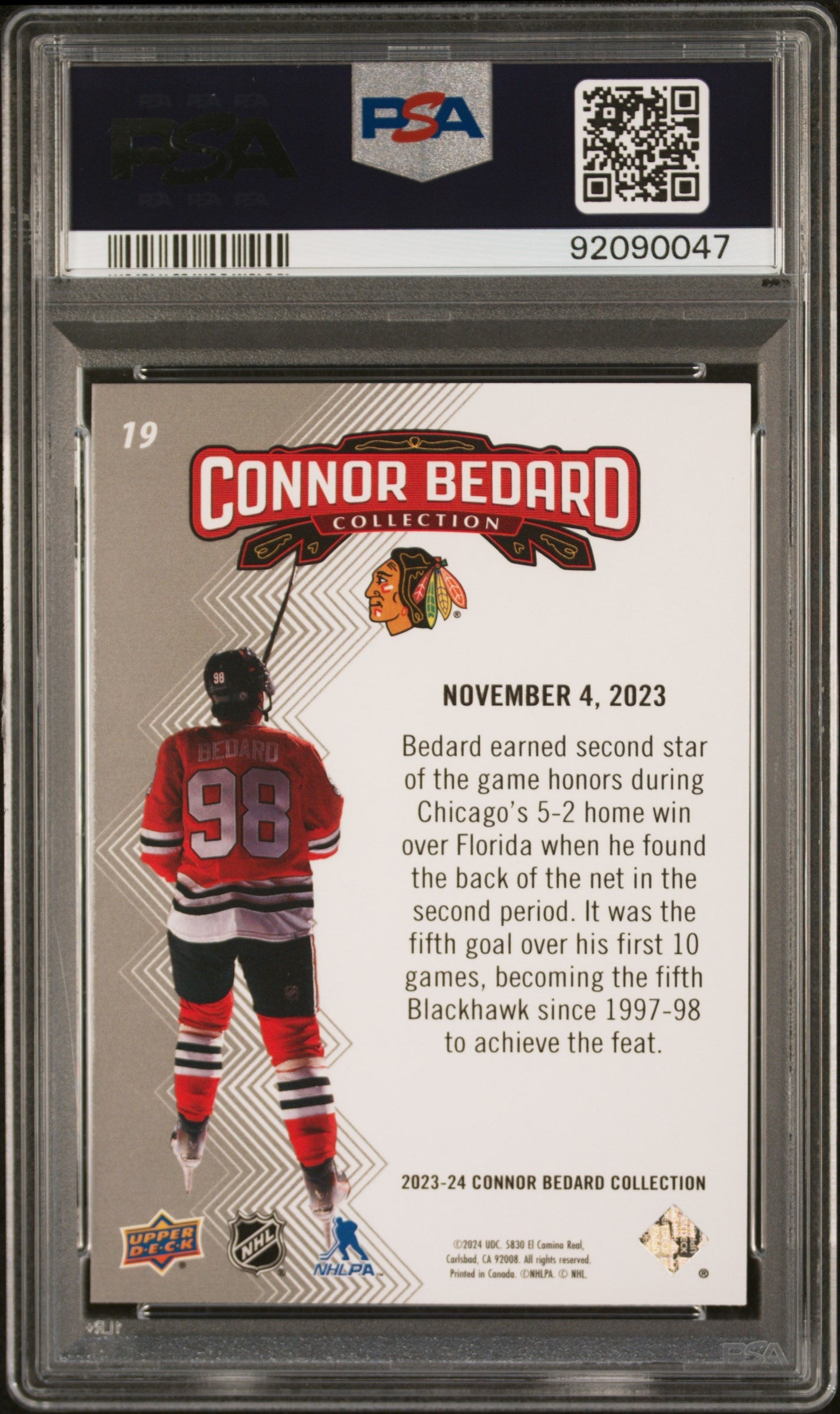 Graded 2023 Upper Deck Bedard Collection Connor Bedard #19 Rookie RC Hockey Card PSA 10 Gem Mint