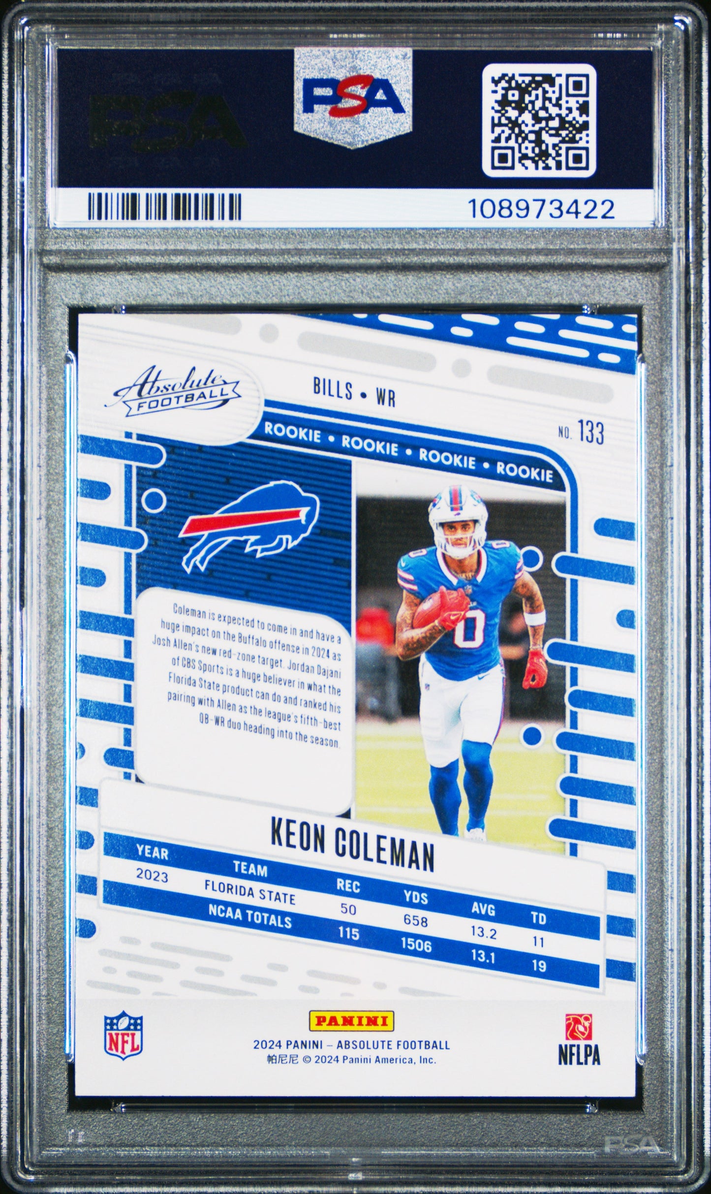 Graded 2024 Panini Absolute Keon Coleman #133 Rookie RC Football Card PSA 10 Gem Mint