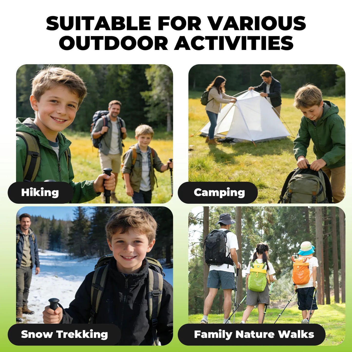 Kids Aluminum Trekking Pole with Adjustable Height