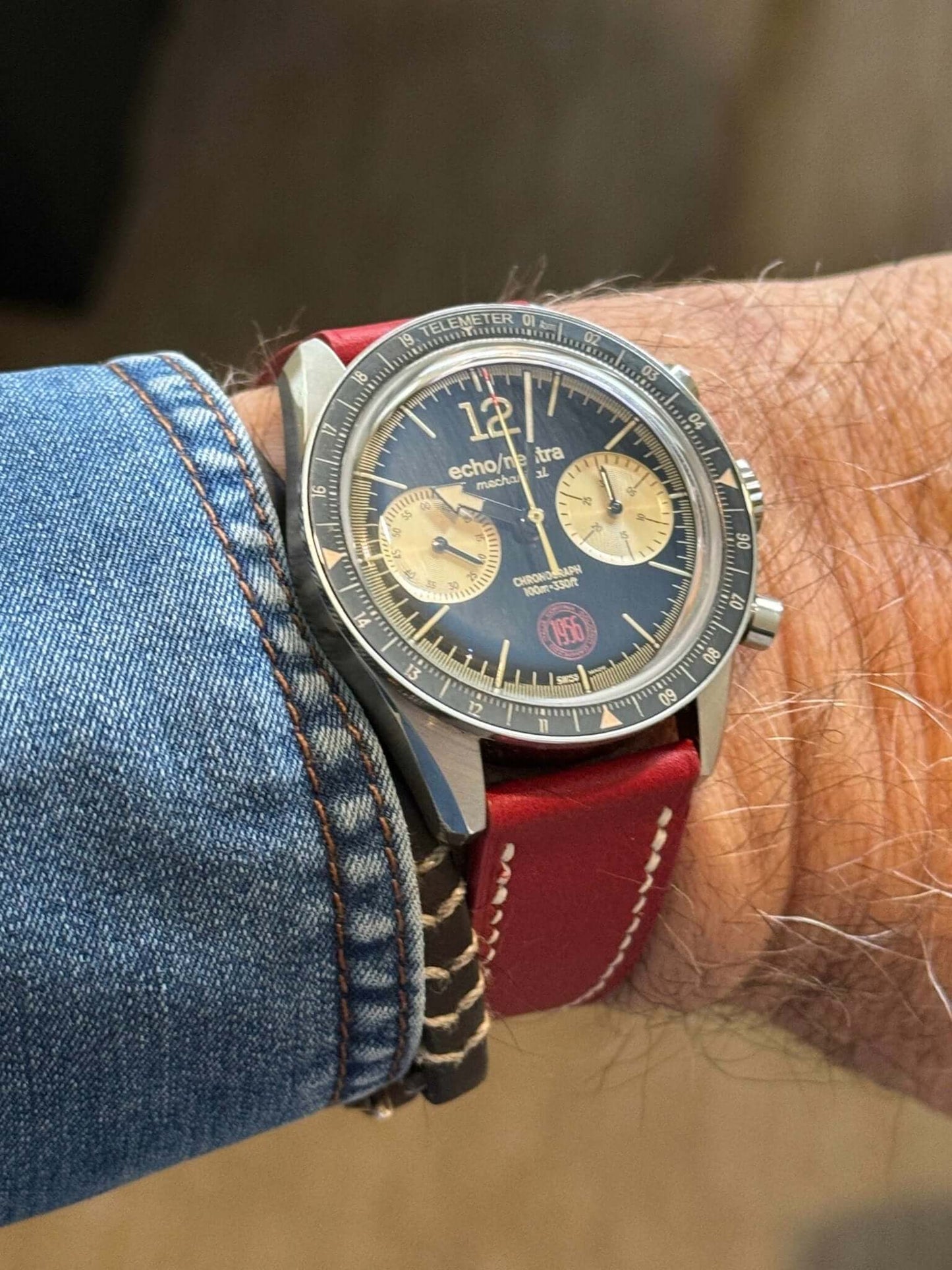 Red Grand Cavalier Cuir Watch Strap