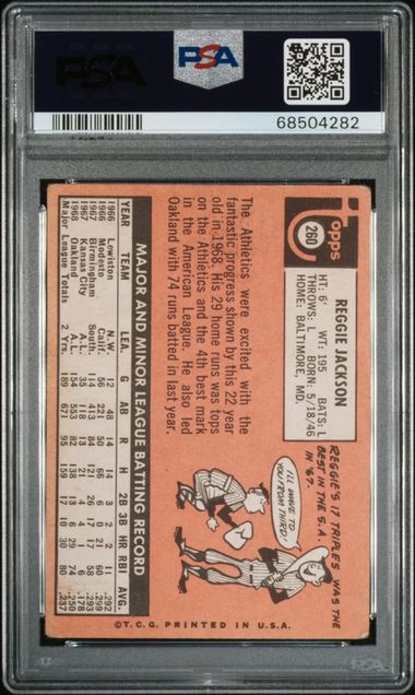 Graded 1969 Topps Reggie Jackson #260 Rookie RC Baseball Card PSA 2 Good