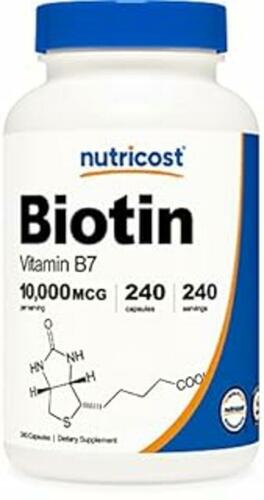 Nutricost Biotin (Vitamin B7) Supplement 10 000mcg (10mg) 240 Capsules EXP 11/25