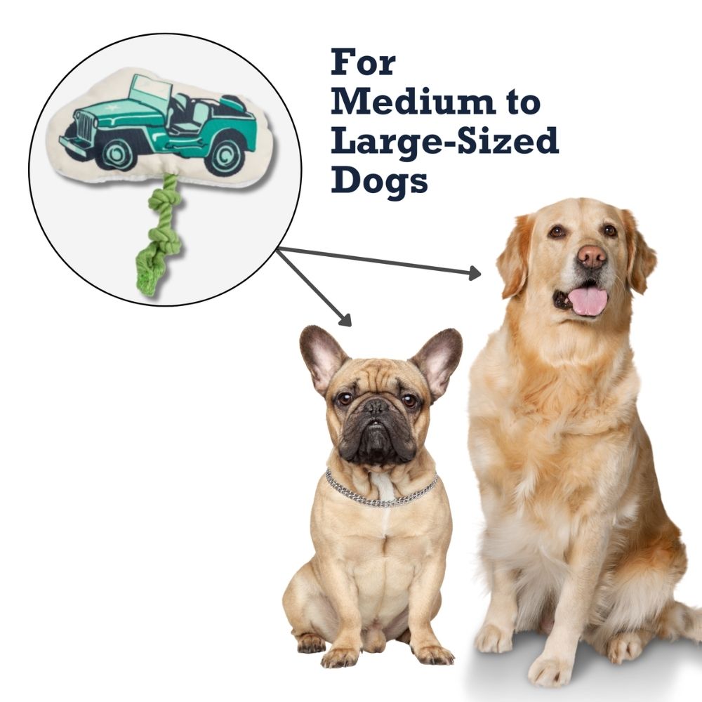 Country Living Retro Army Jeep with Squeaker & Crinkle Paper Plush Dog Toy