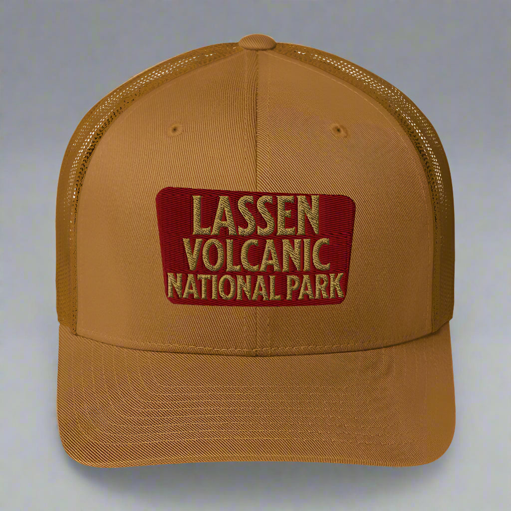 Lassen Volcanic National Park Sign Embroidered Trucker Hat