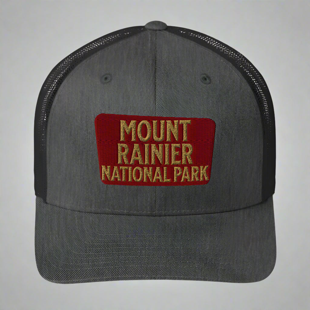 Mount Rainier National Park Sign Embroidered Trucker Hat