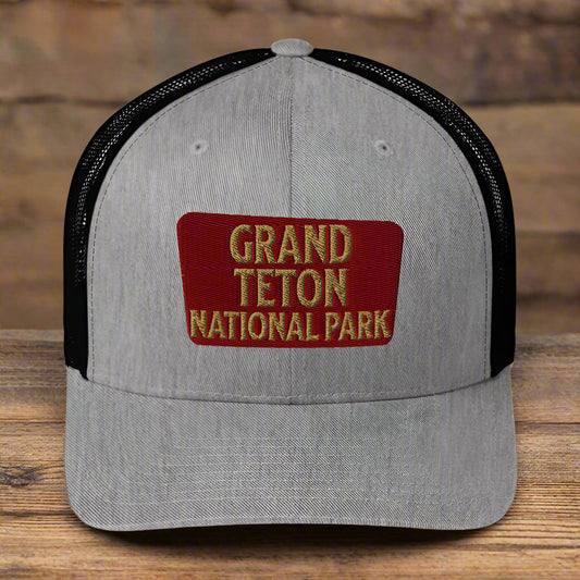Grand Teton National Park Sign Embroidered Trucker Hat