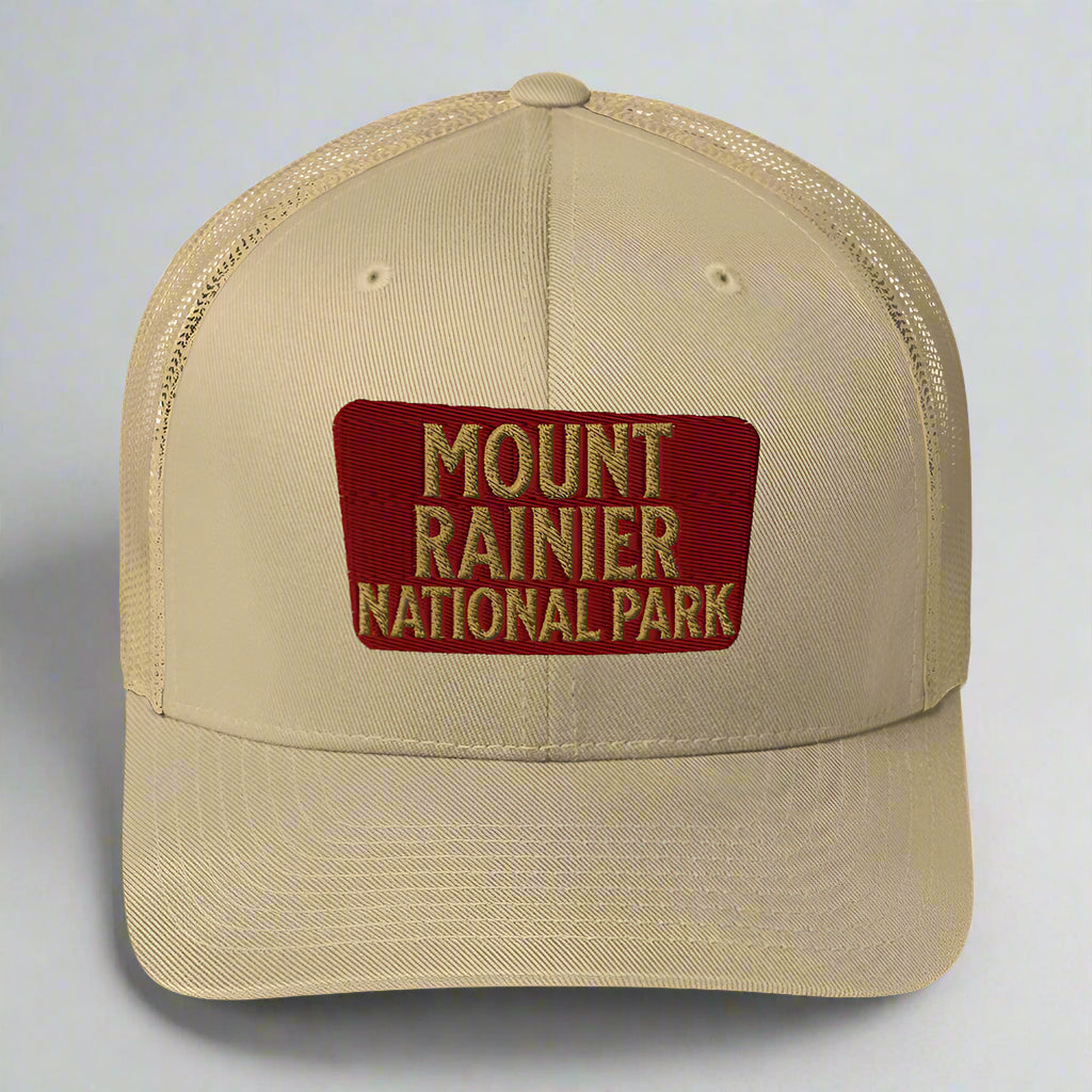 Mount Rainier National Park Sign Embroidered Trucker Hat