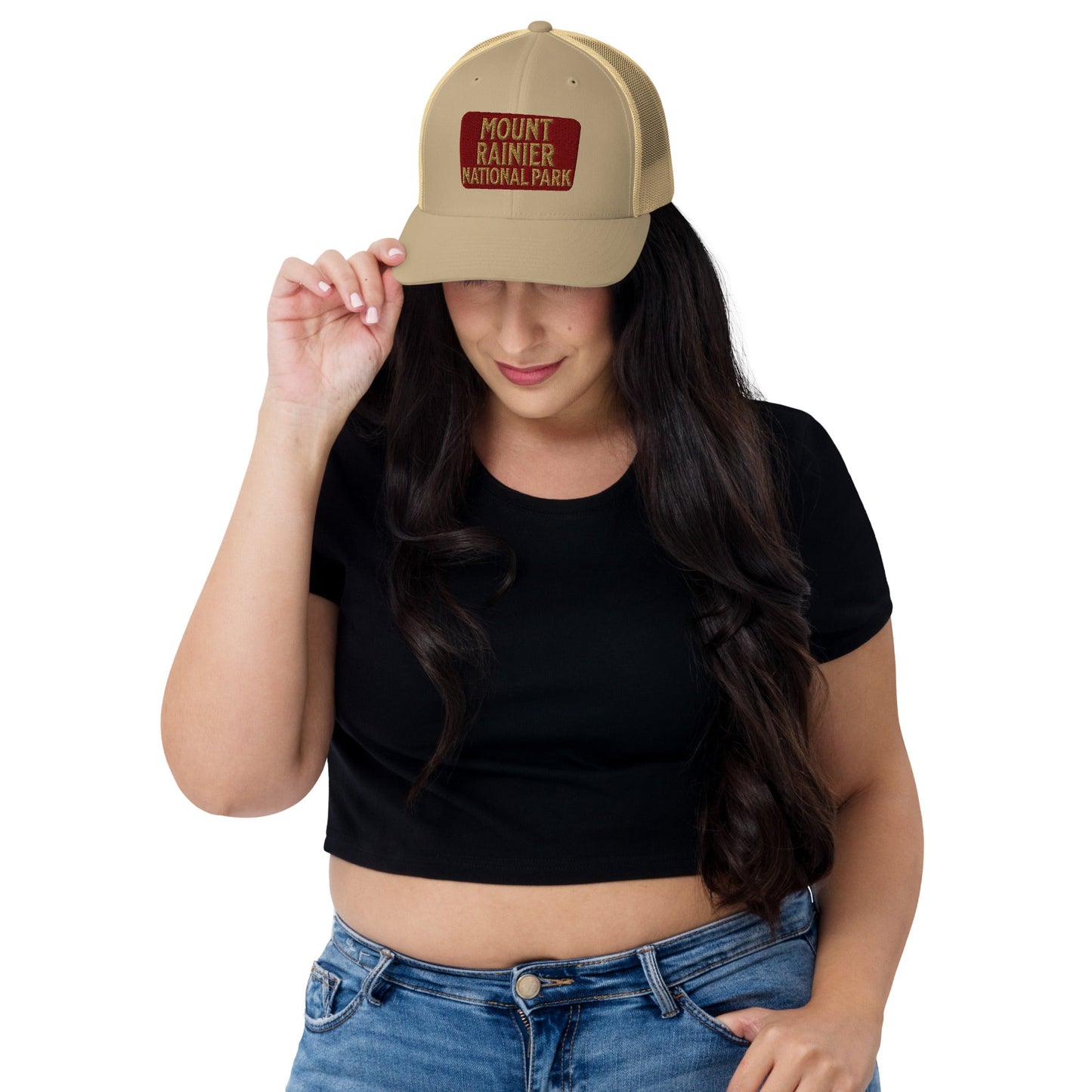 Mount Rainier National Park Sign Embroidered Trucker Hat