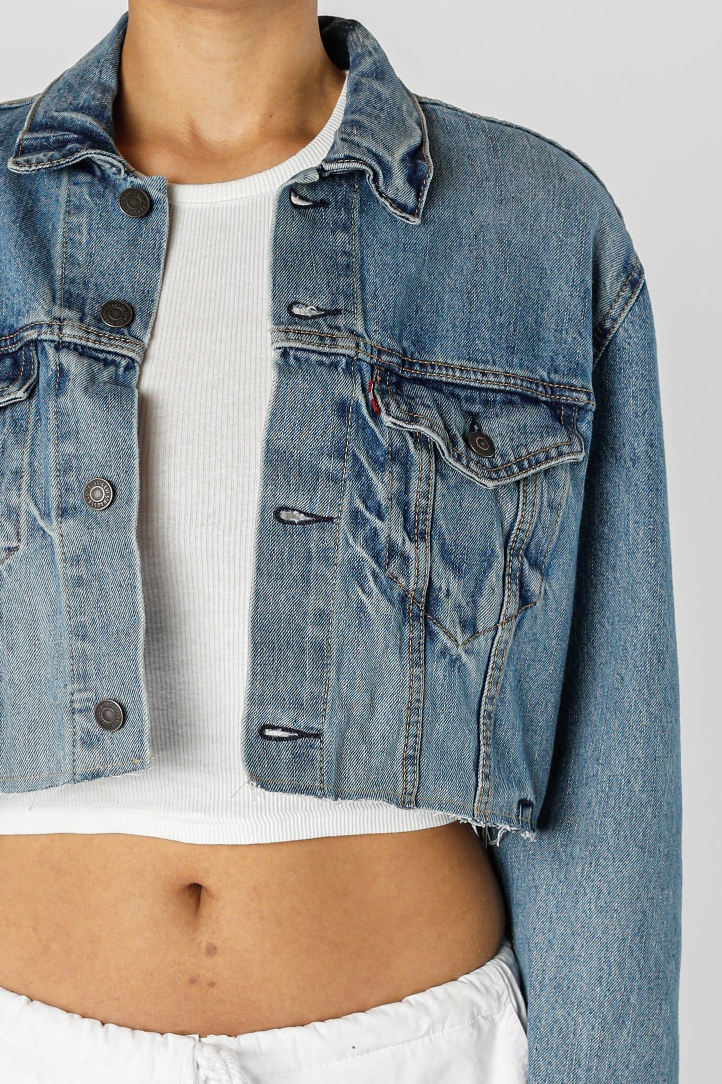 Rework Vintage Levi's Crop Denim Jacket - M