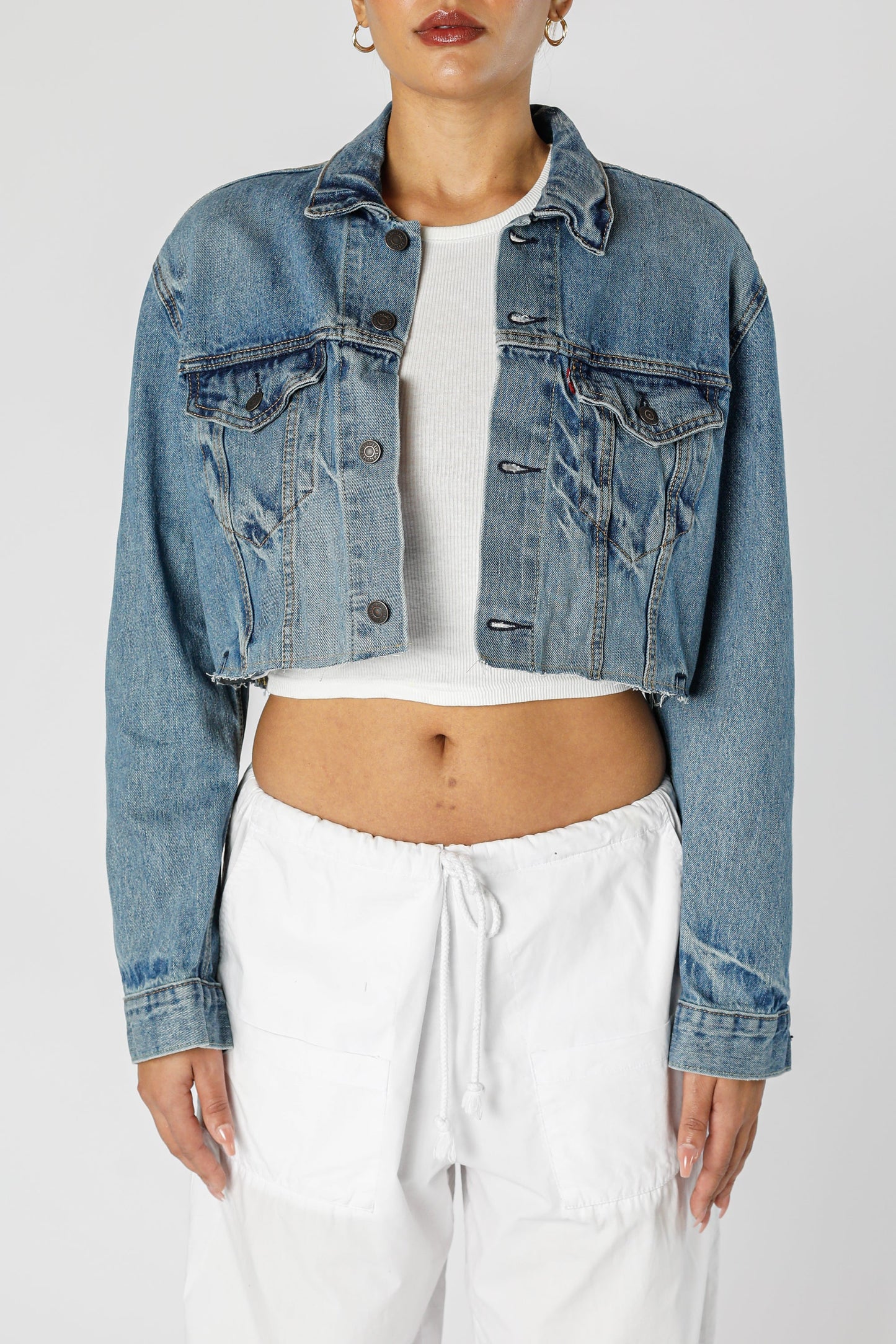 Rework Vintage Levi's Crop Denim Jacket - M