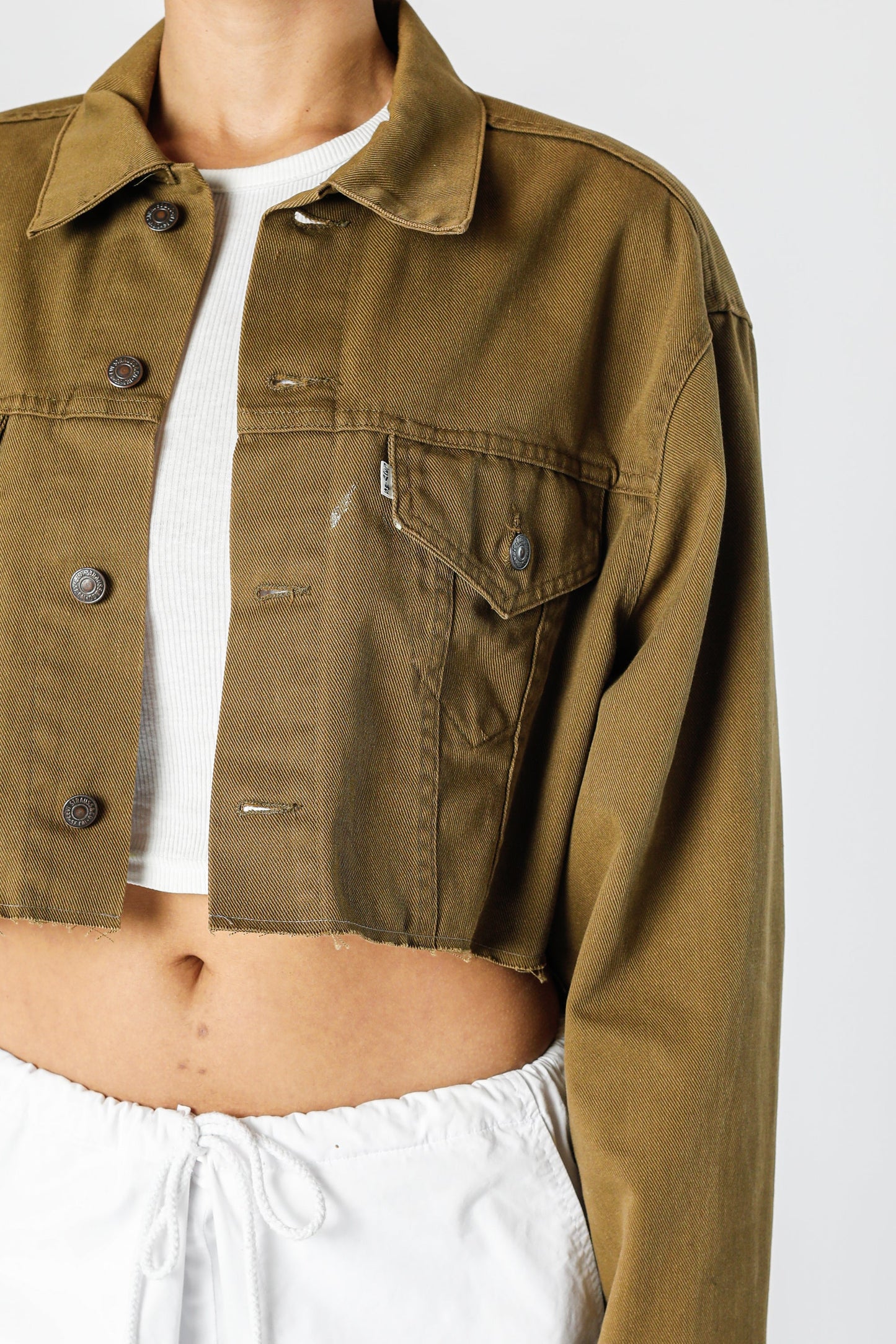 Rework Vintage Levi's USA Crop Denim Jacket - XL