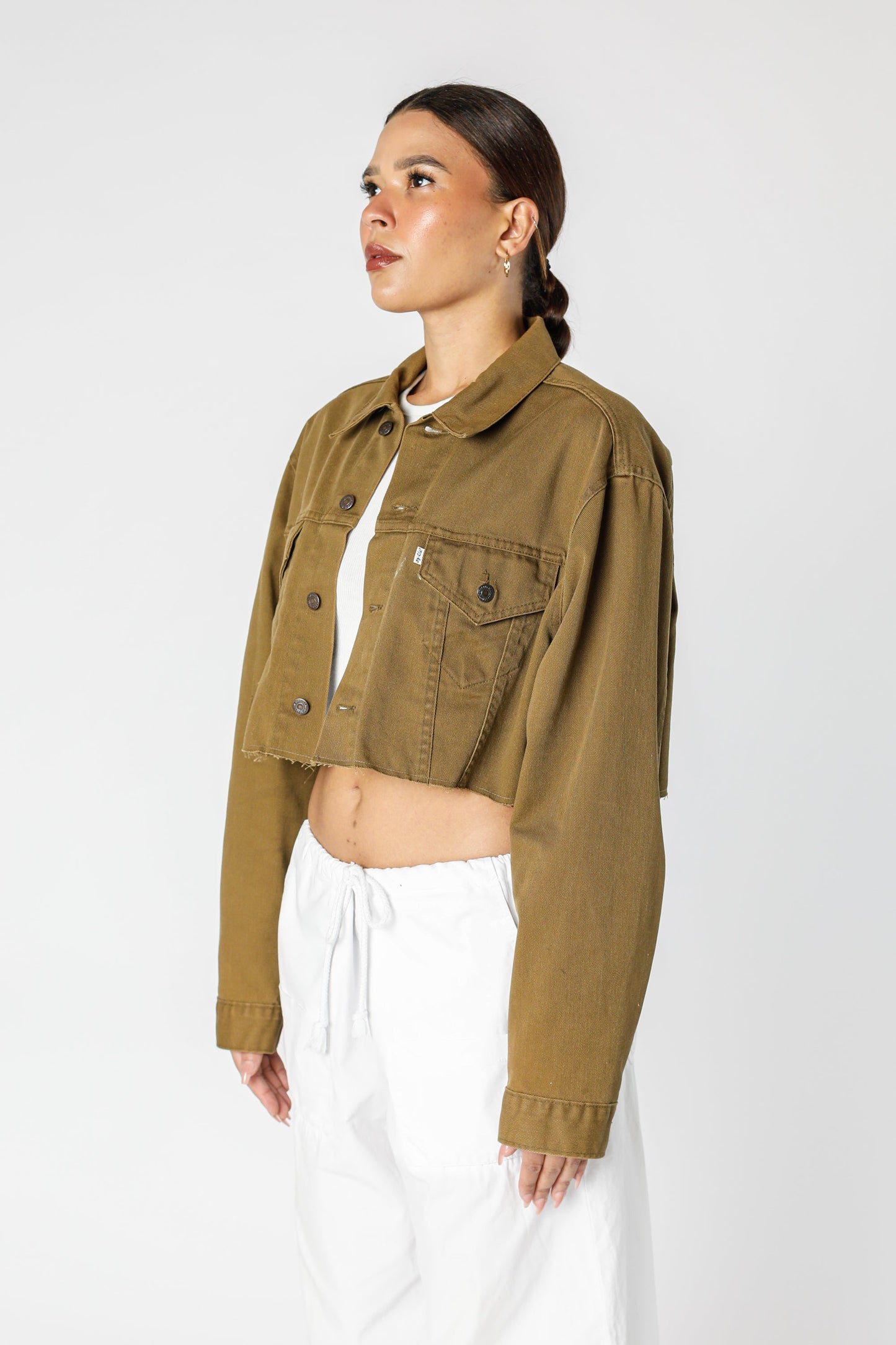 Rework Vintage Levi's USA Crop Denim Jacket - XL