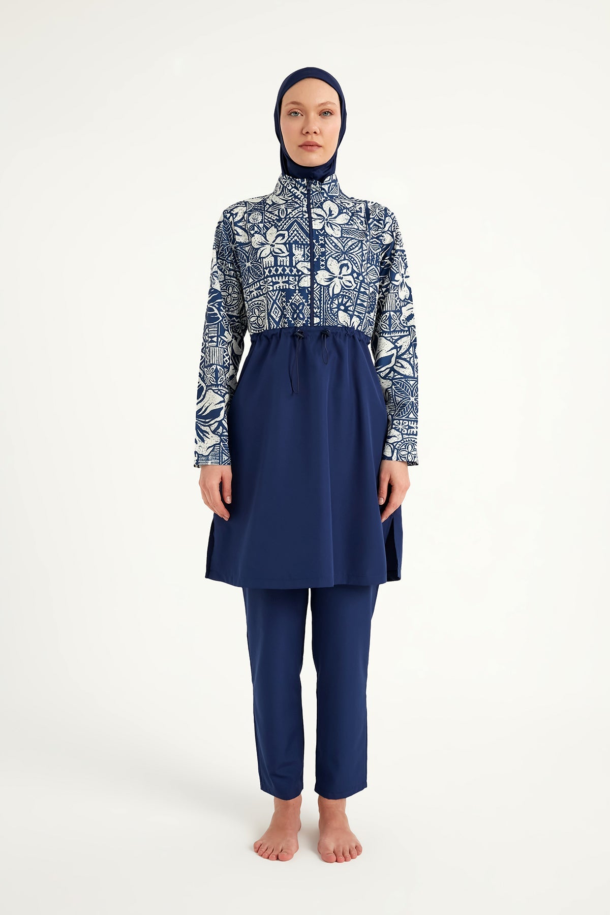 Navy Blue Full Coverage Modest Swimwear Set for Women R2504