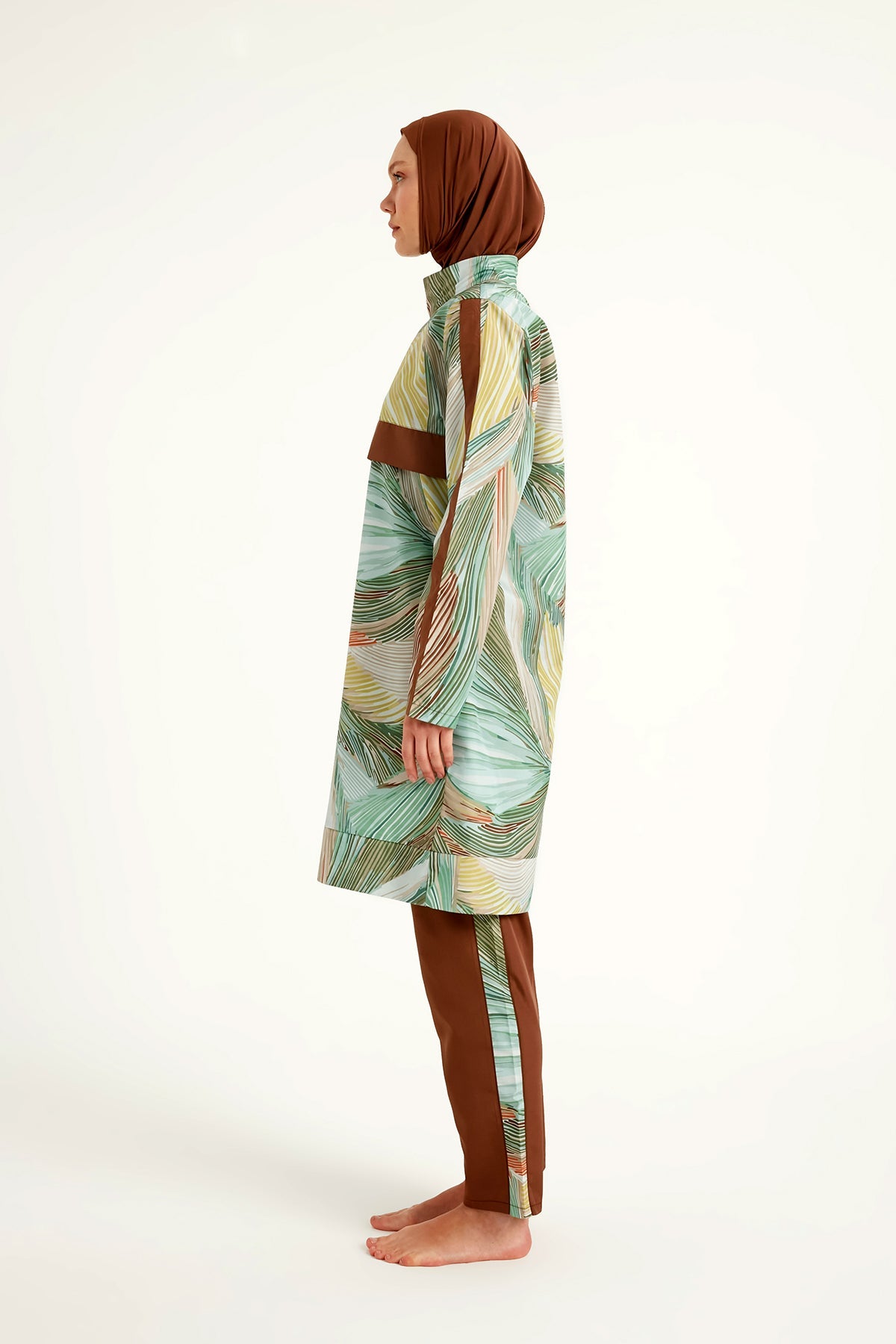 Brown Full Coverage Modest Swimwear Set for Women R2512