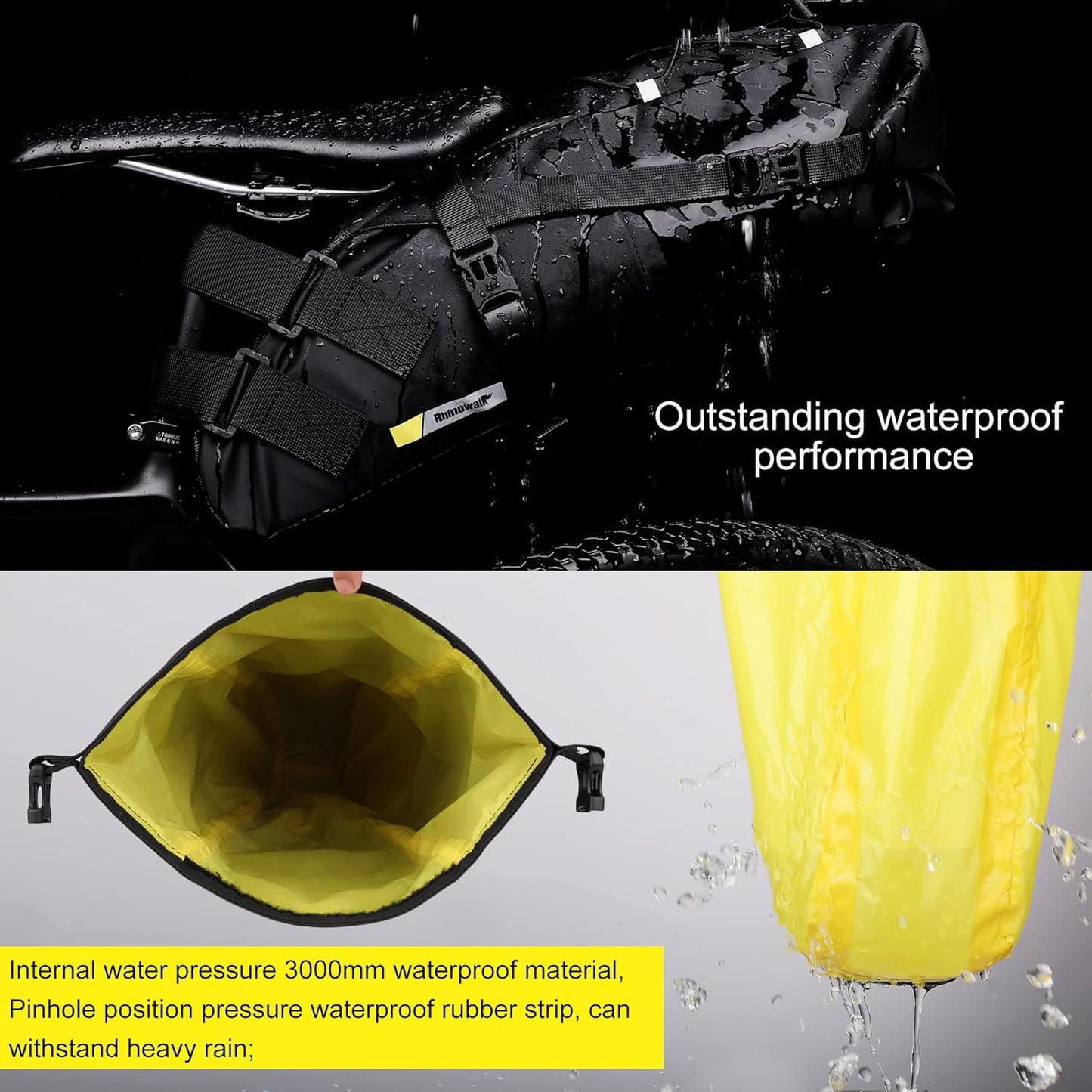 Rhinowalk Waterproof Bike Saddle Bag Under Seat Storage 10L RK5110
