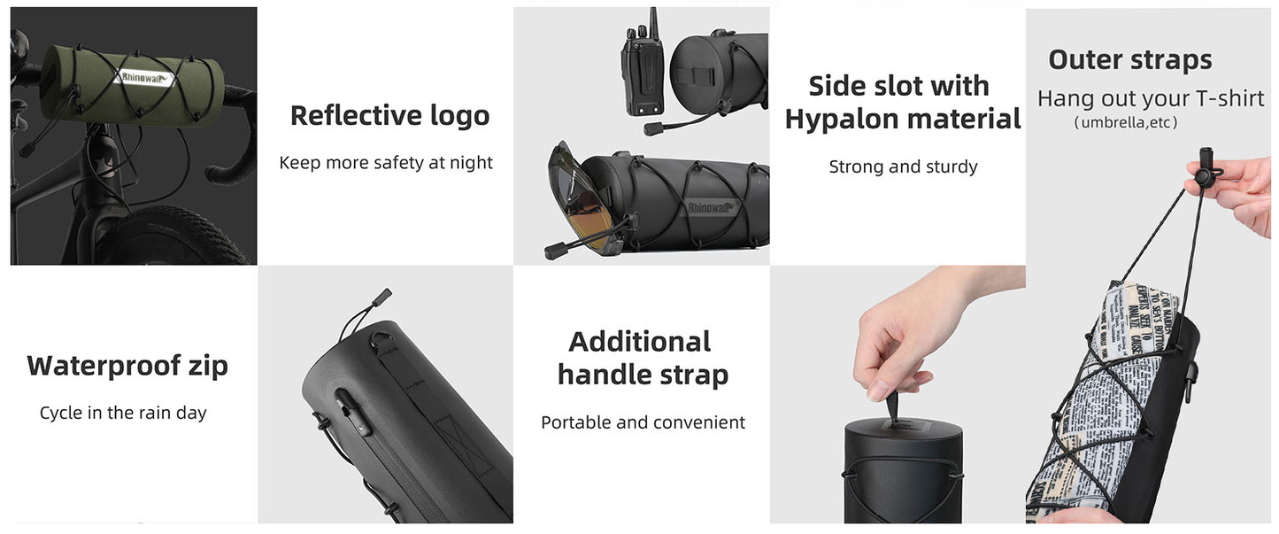 Rhinowalk Waterproof Handlebar Bag RK9109-1.9L, Front Bag Storage Bag with Shoulder Strap