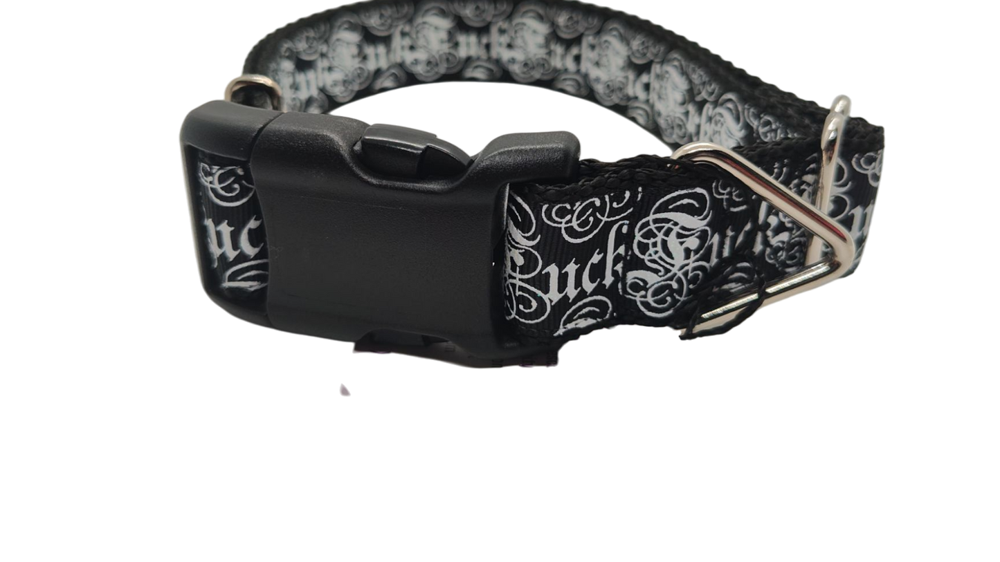 Fuck Black Nylon Dog Collar