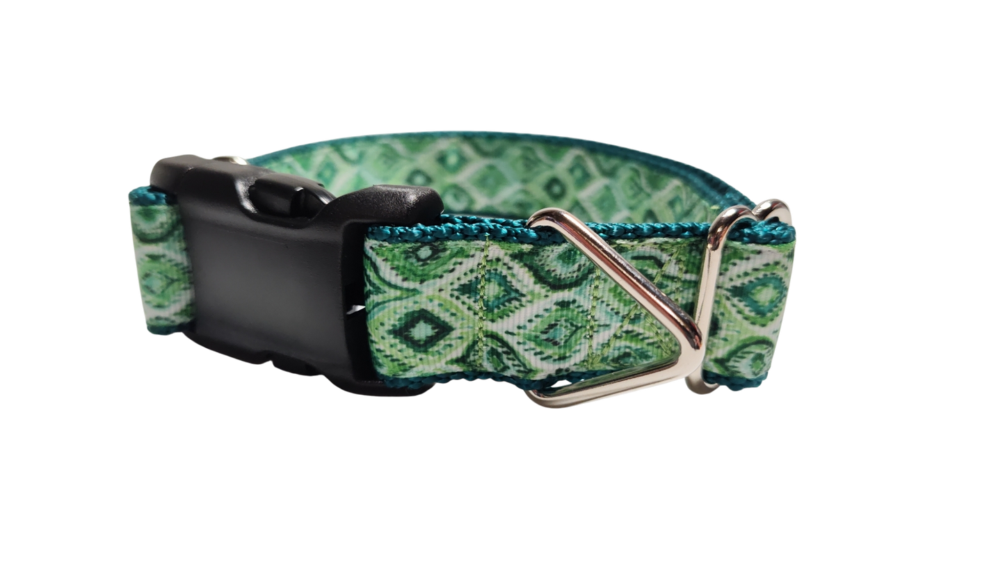 Moroccan Green Pattern Nylon Dog Collar