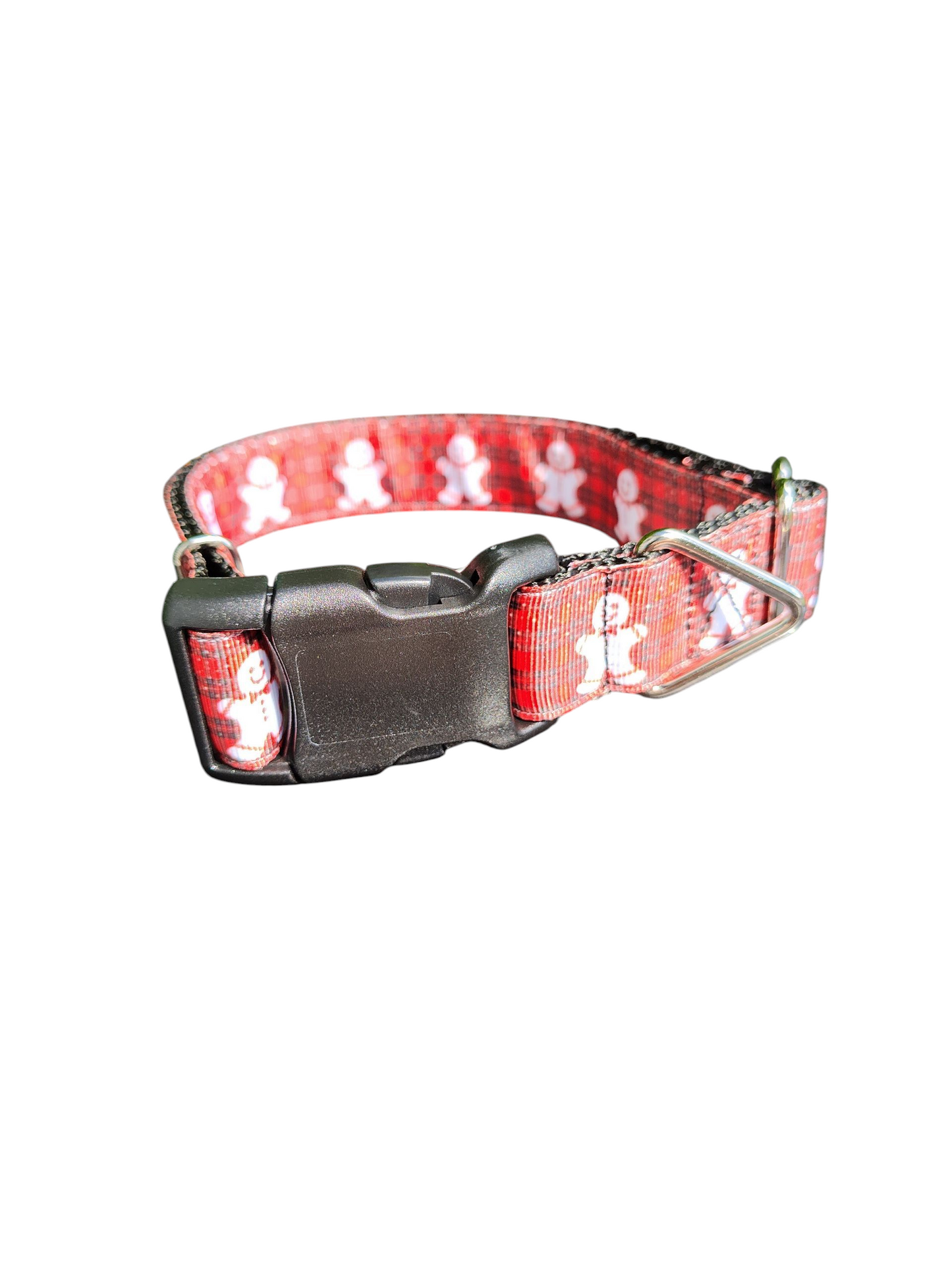 Plaid Gingerbread Man Nylon Dog Collar