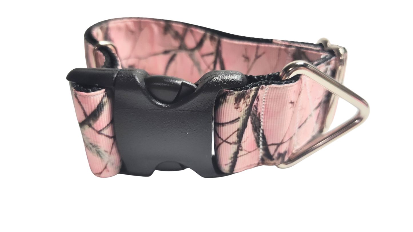 1.5" Wide Pink Camo Nylon Dog Collar