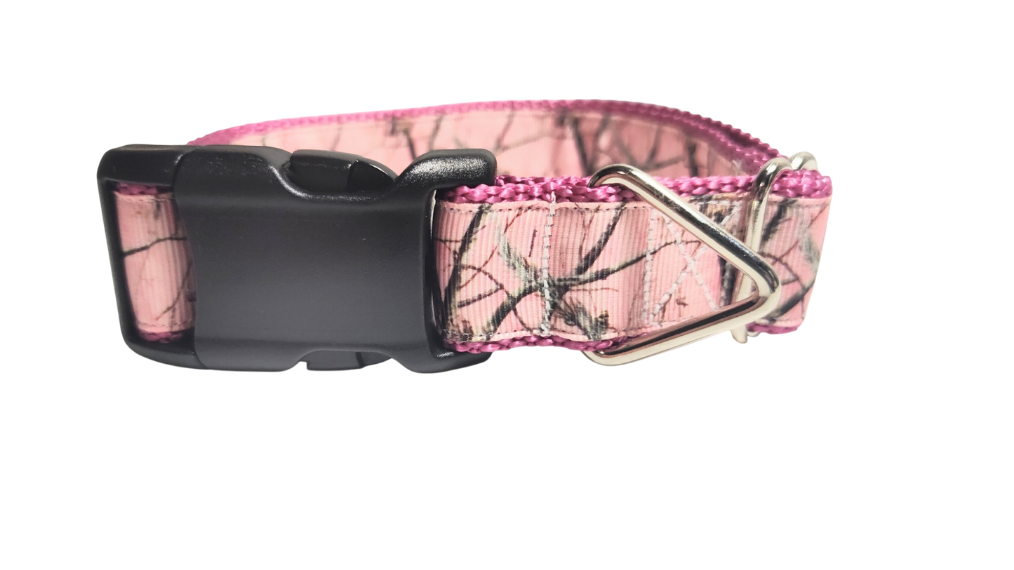 Pink Camo Nylon Dog Collar