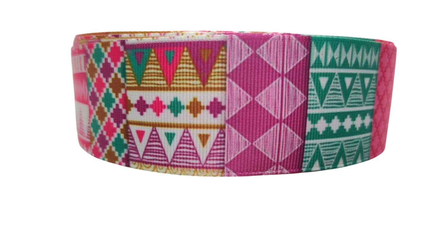 1.5" Wide Busy Body Tribal Patterns Nylon Dog Collar