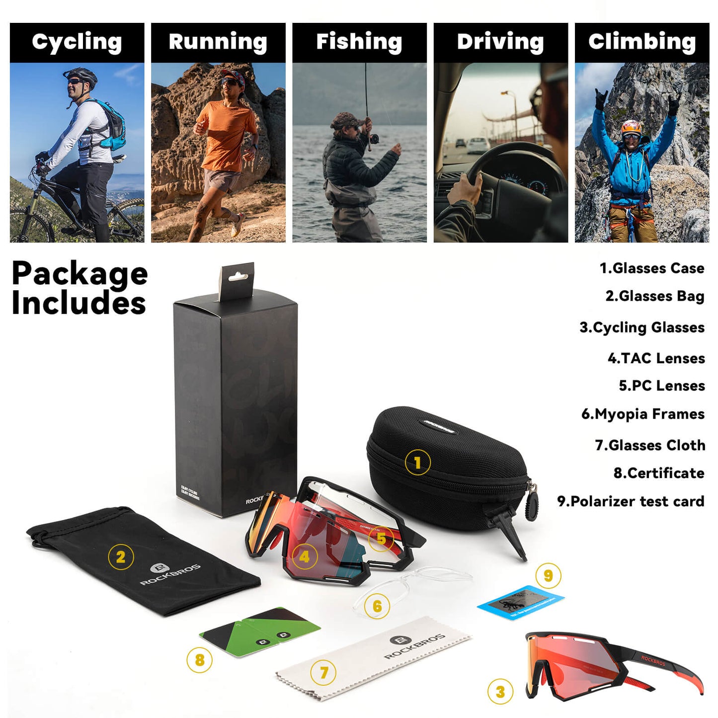Dual Lens Cycling Glasses – Photochromic & Polarized Lenses