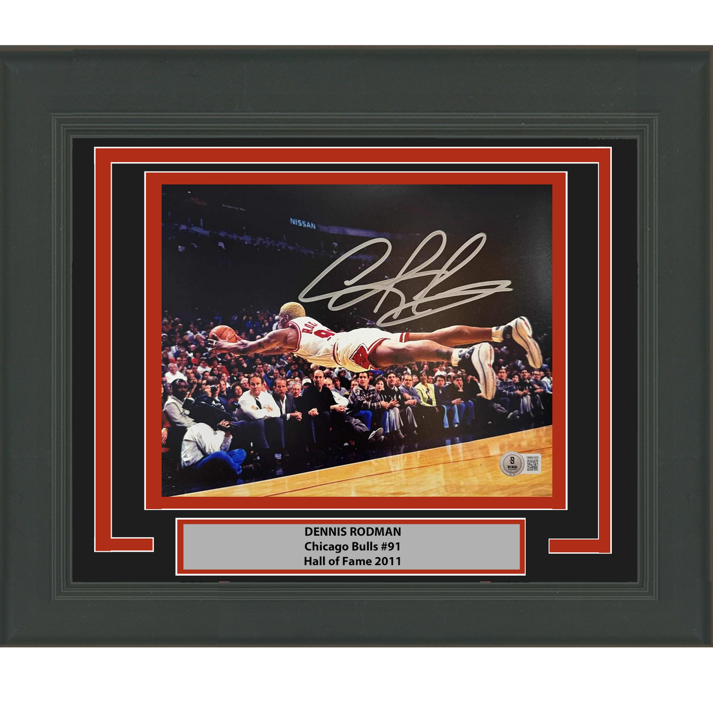 Framed Autographed/Signed Dennis Rodman Chicago Bulls 16x20 Basketball Photo Beckett BAS COA