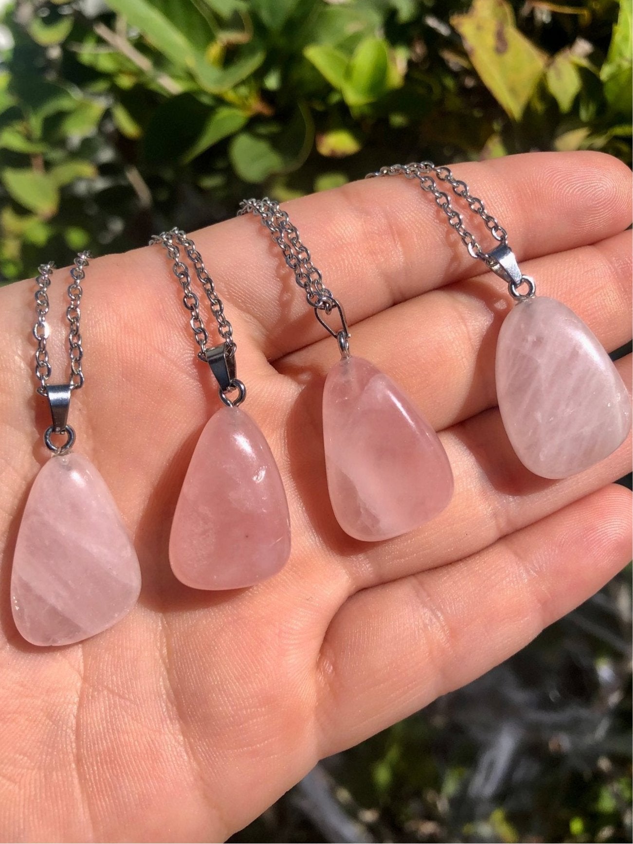 Rose Quartz Pendant Necklace – 1” Stone on 18” Chain