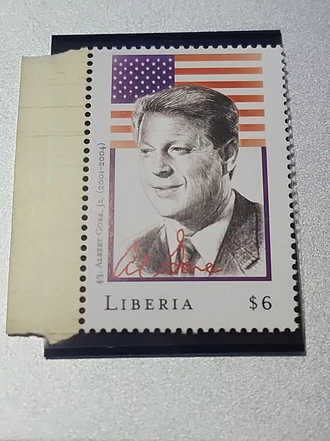 #43 Al Gore Presidential Stamp — $6 Liberia Commemorative Stamp