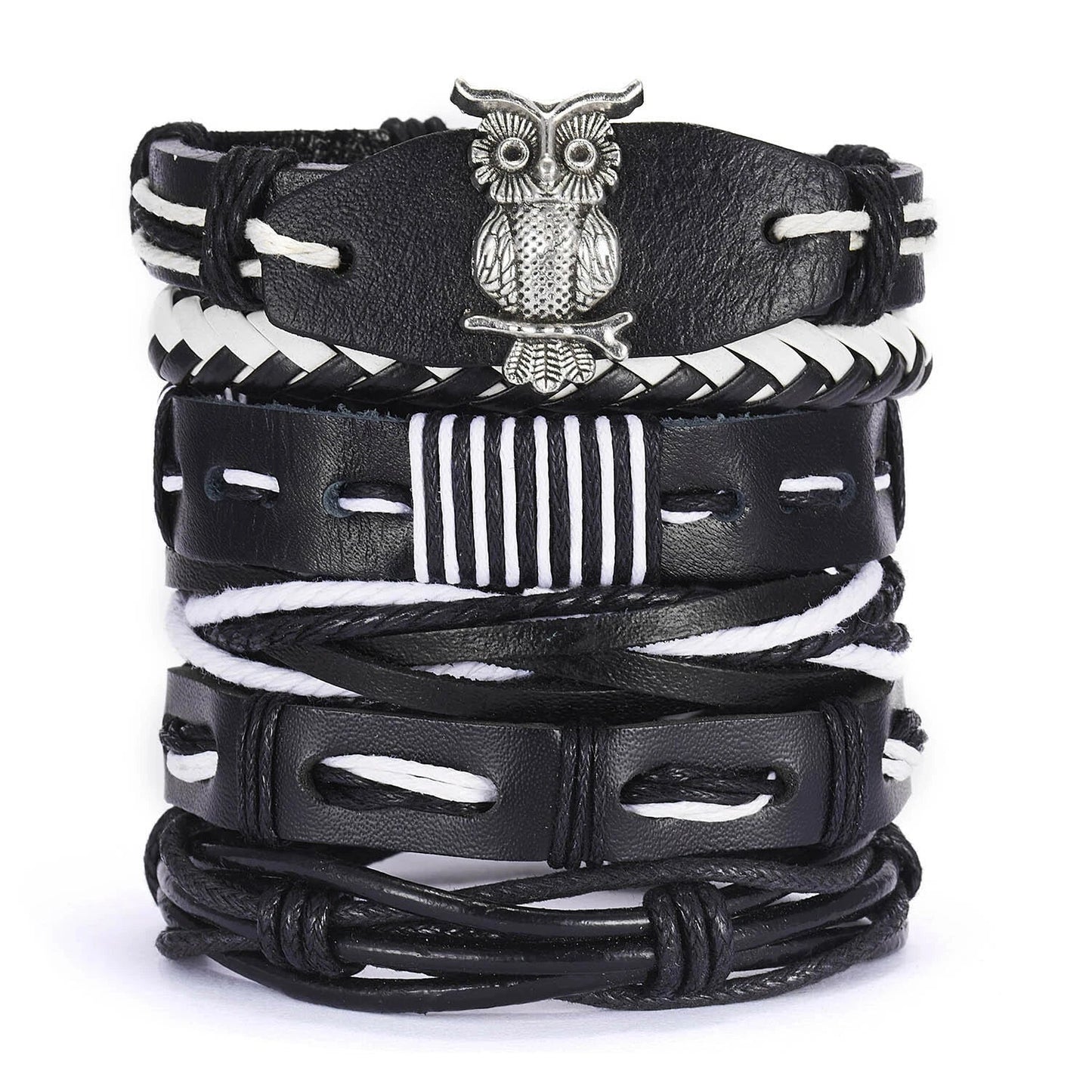 Men Bracelets Vintage Multilayer Leather Braid Bracelets