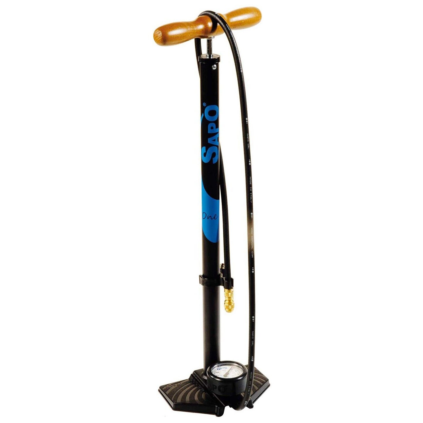 SAPO One Professional High Pressure Bicycle Floor Pump (Black/Blue) 16bar/232psi
