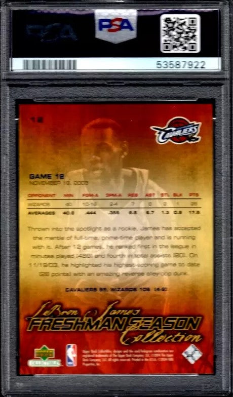 Graded 2003 Upper Deck Collectibles LeBron James #12 Freshman Season Rookie RC Basketball Card PSA 10 Gem Mint