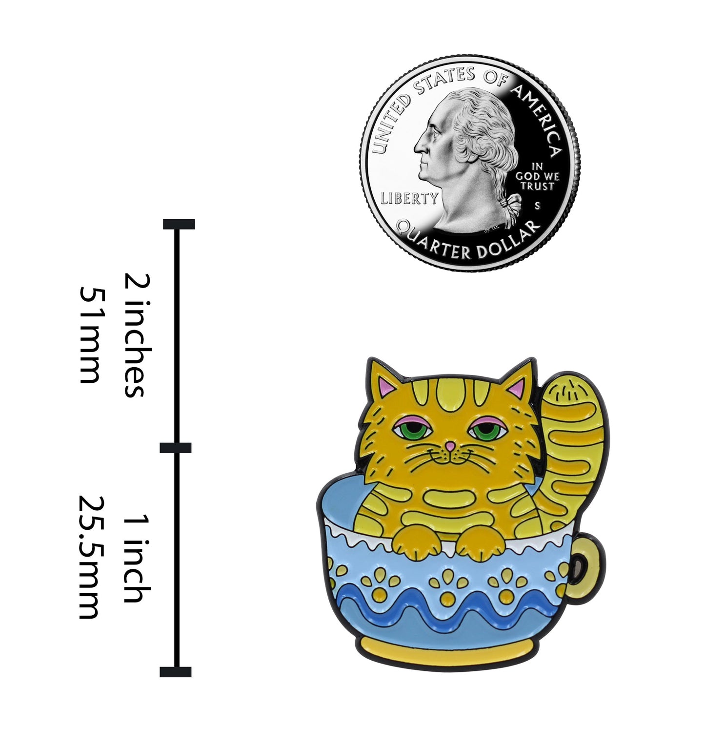 Teacup Cat - Cute Sleepy Orange Cat Enamel Pin