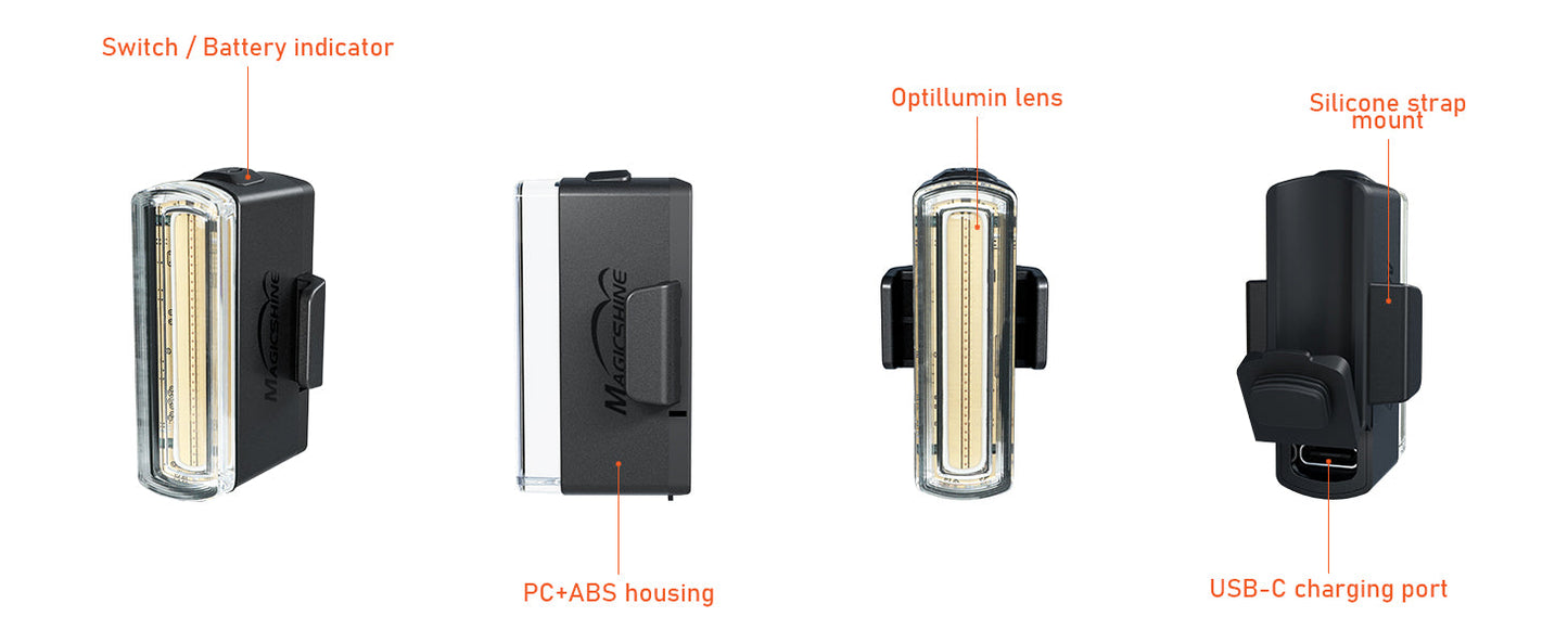 Magicshine SEEMEE 20 V2.0 Bike Tail Lights for Night Riding,USB-C Rechargeable Bicycle Rear Lights, IPX6 Waterproof, Cycling Safety Back Light for Commuting Cyclists and Kids