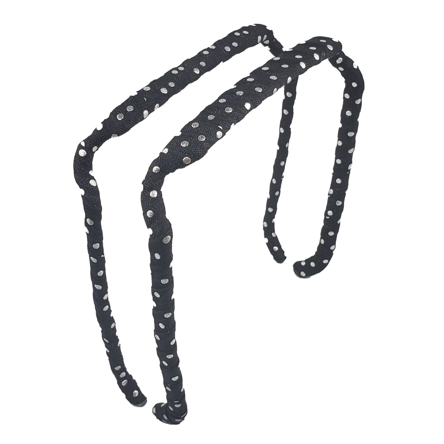 Silver Polka Dots on Black Headband