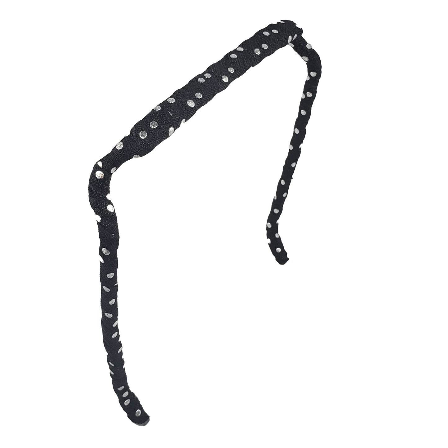 Silver Polka Dots on Black Headband