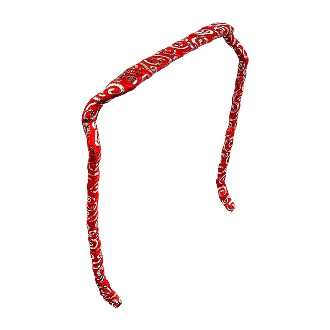 Red with Silver Swirls Headband
