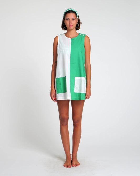 Two-Tone Smock (Green/White)