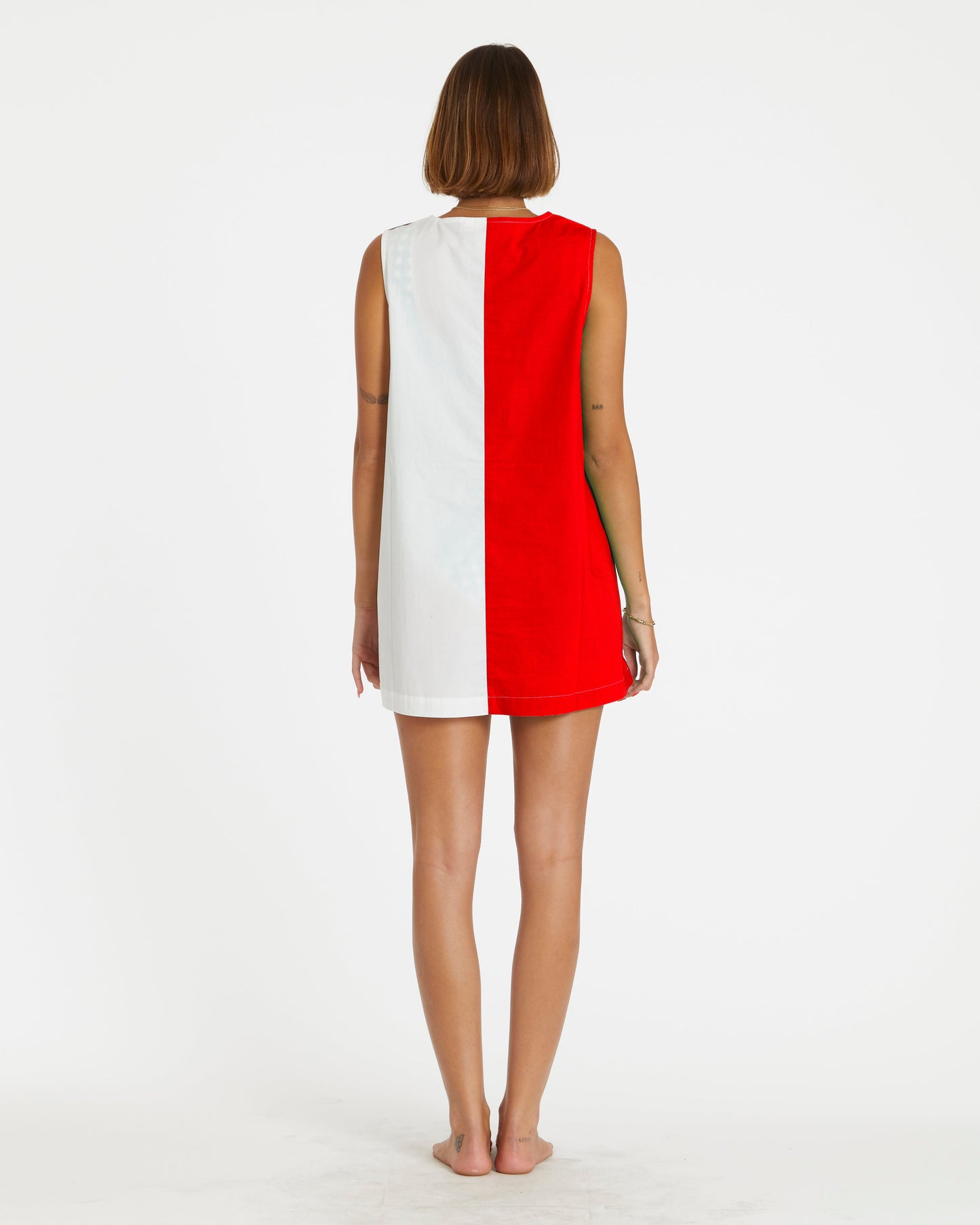 Two-Tone Smock (Red/White)